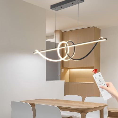 Mikeru Modern Spiral LED Pendant Light | Dimmable Black Kitchen Chandelier
