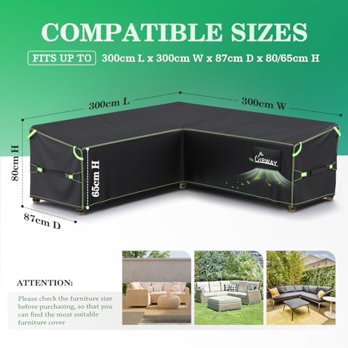 UIRWAY V-Shape Garden Furniture Cover | 420D Oxford Waterproof Sofa Cover