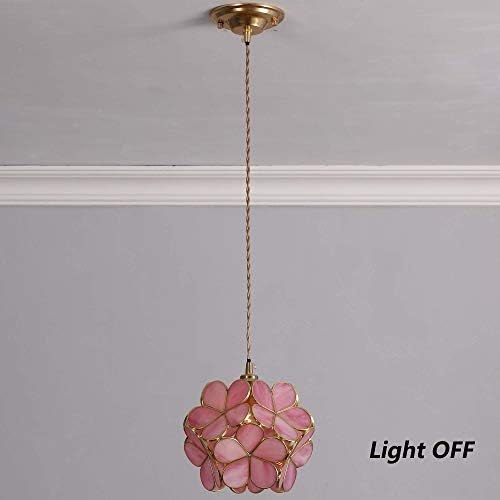 Bieye Cherry Blossom Tiffany Style Stained Glass Pendant Light – 8" Pink