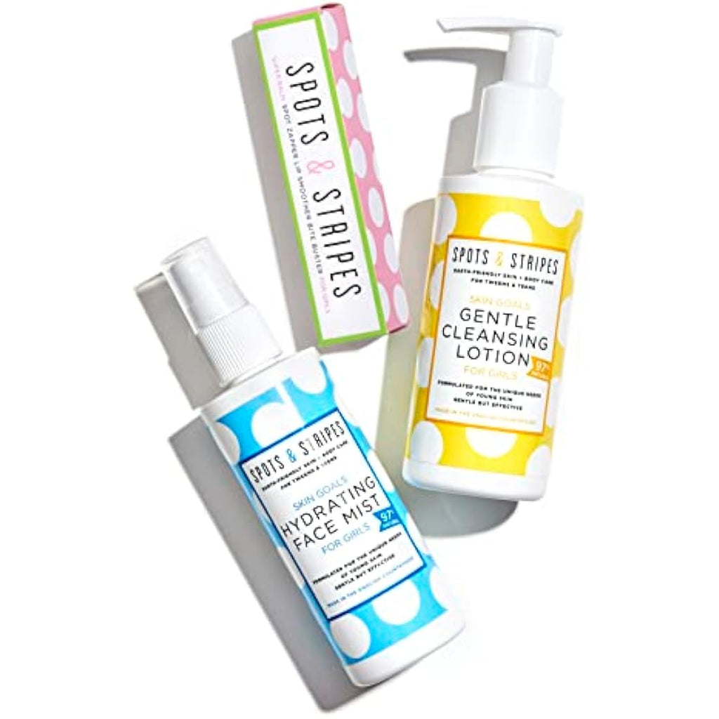 Spots & Stripes Teen Skincare Essentials Trio | Natural 3-Piece Set
