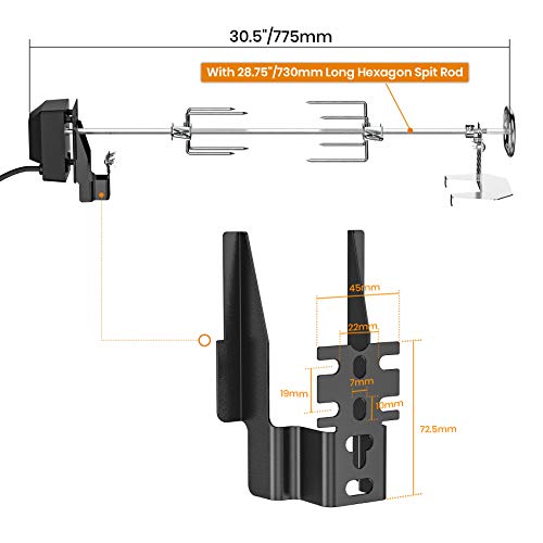 Onlyfire Universal BBQ Rotisserie Kit | 73cm Stainless Steel Spit Rod