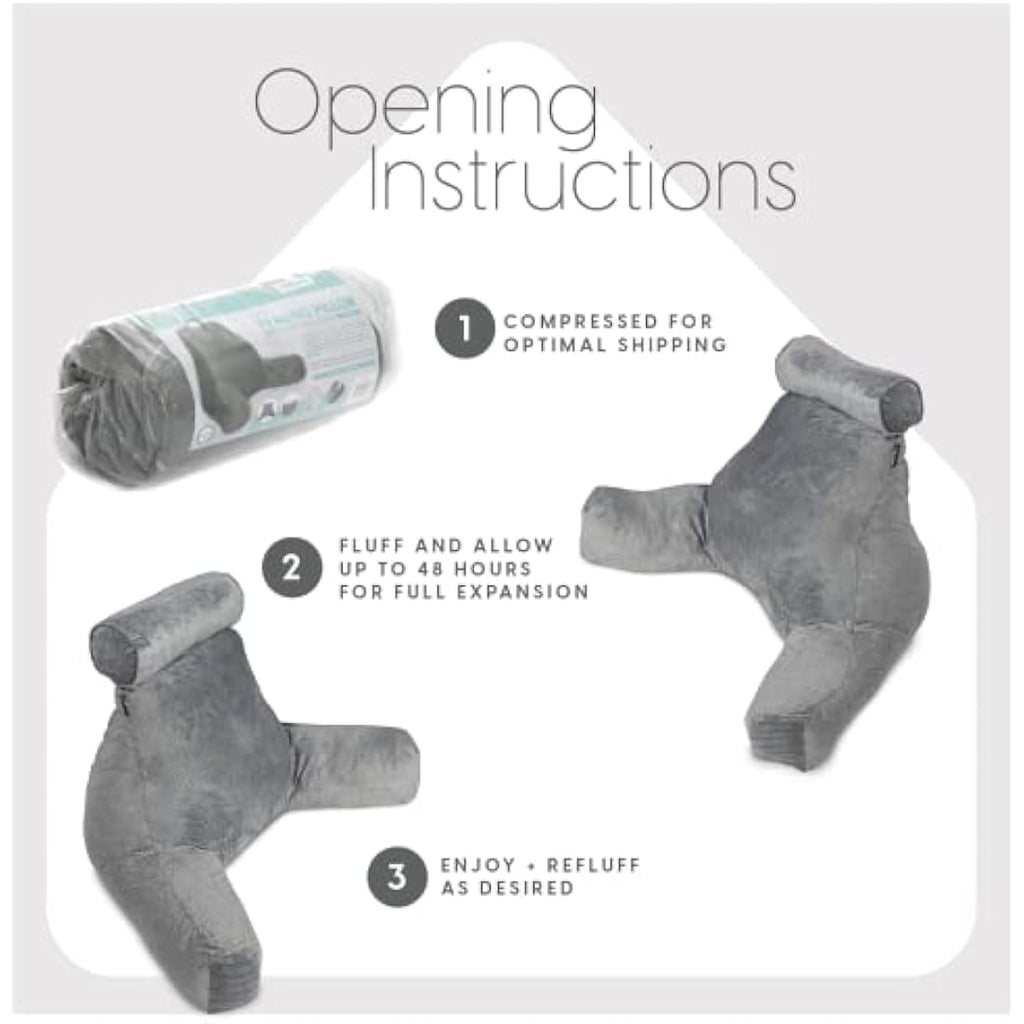 Milliard Reading Pillow XL – Shredded Memory Foam Backrest with Neck Roll