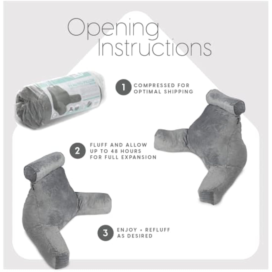 Milliard Reading Pillow XL – Shredded Memory Foam Backrest with Neck Roll