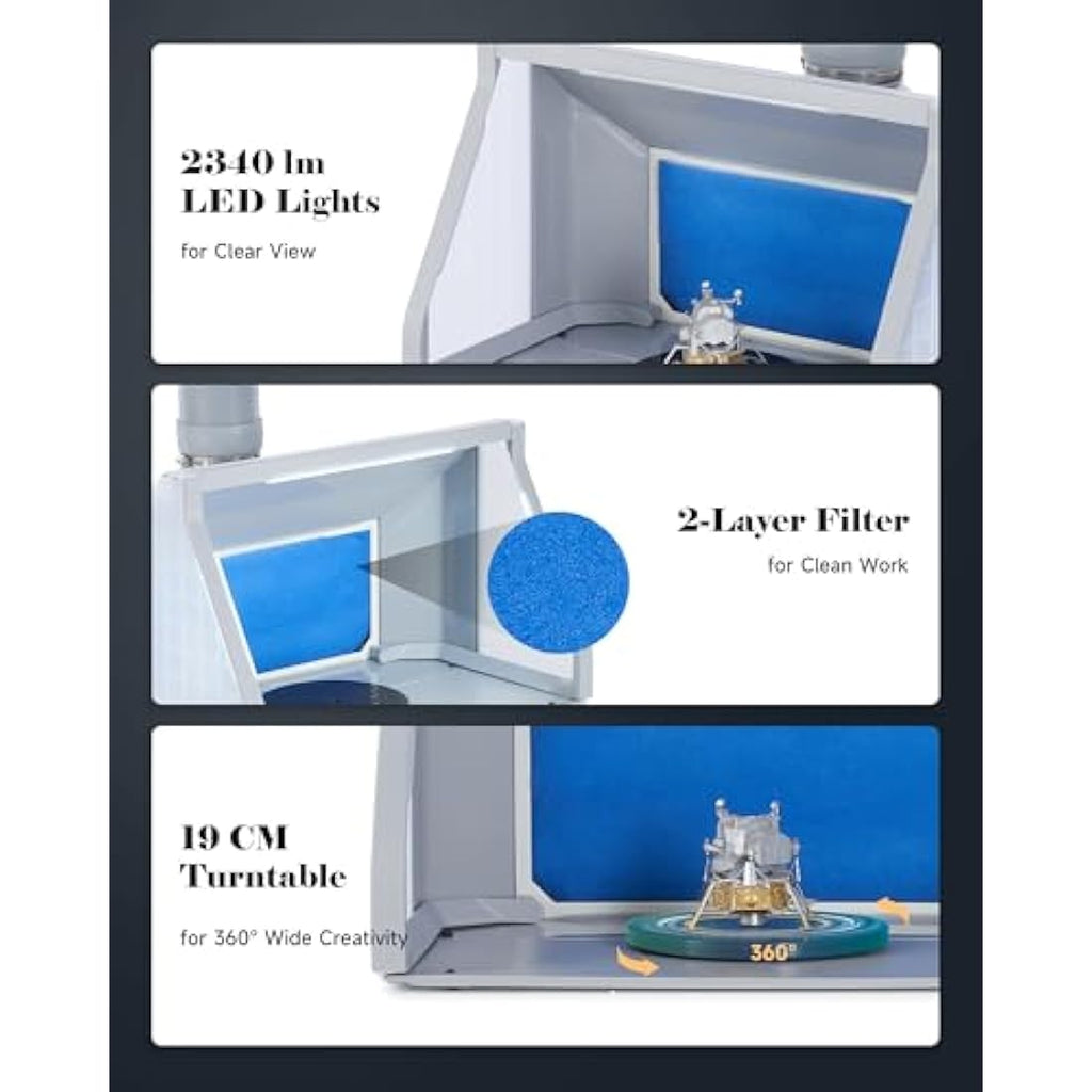 CO-Z Portable Airbrush Spray Booth with LED Lights and 19cm Turntable
