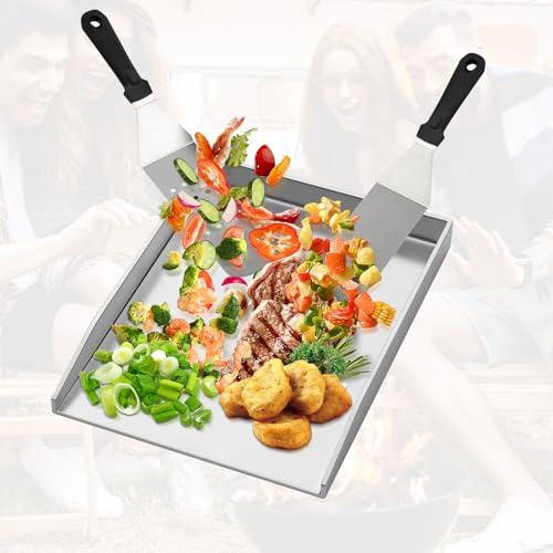 WELL GRILL Stainless Steel Plancha Plate – 30x40cm BBQ Grill Pan Set