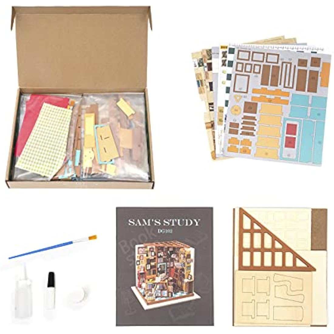 Rolife Sam's Study DIY Miniature Dollhouse Kit – Wooden Book Store Model