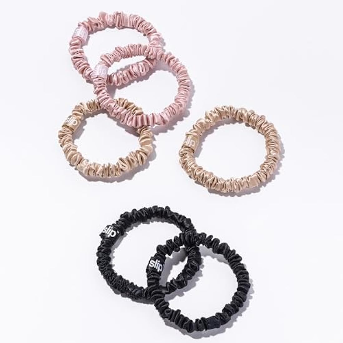 Slip 100% Pure Mulberry Silk Skinnie Scrunchies - 6 Pack Hair Ties