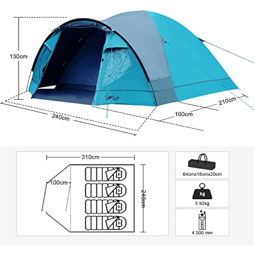 Portal 4-Person Blackout Camping Tent | 4000mm Waterproof Dome