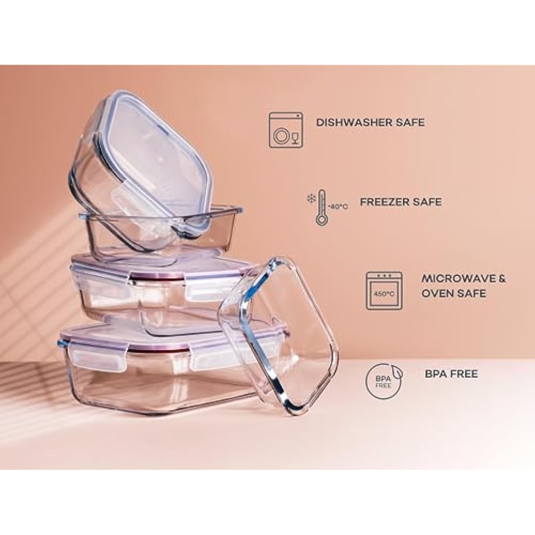 Franklin Lade Glass Food Storage Containers – 3pc Extra Large Set