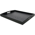 Jolof Store Large Black Ash Wood Serving Tray with Handles - Rectangle