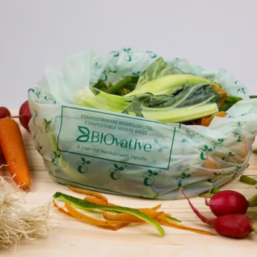 Jolof Store 6L Bio-Müllbeutel mit Griff – Kompostierbar & Reißfest (200 Stk)