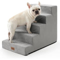COZY KISS 5-Tier Wide Foam Dog Stairs for High Beds – Non-Slip Grey