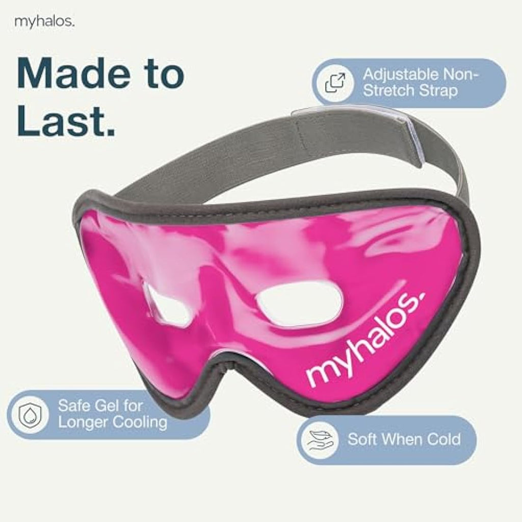 MyHalos Gel Eye Mask – Reusable Cooling Cold Compress for Puffy Eyes, Pink
