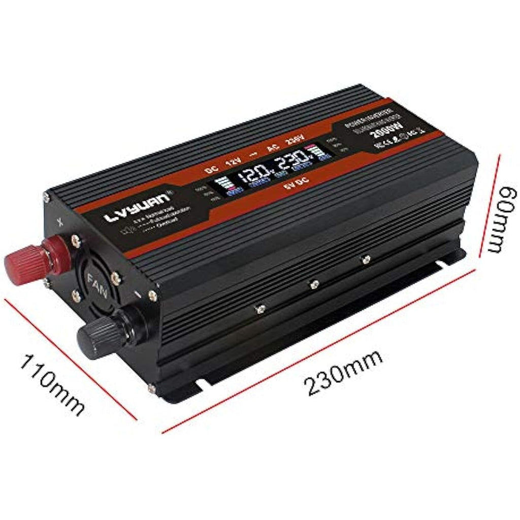 Cantonape 1000W Power Inverter | 12V to 230V Car Converter with LCD
