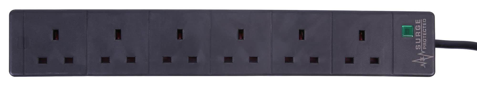 Pro Elec 6-Socket Surge Protected Extension Lead, 8m Cable, Black