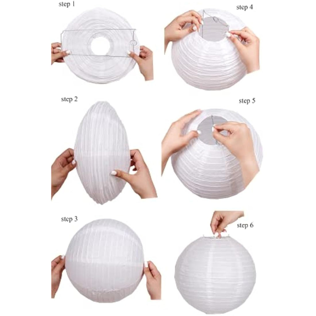 White Round Paper Lanterns – 12 Inch Hanging Lamps, 3 Pack