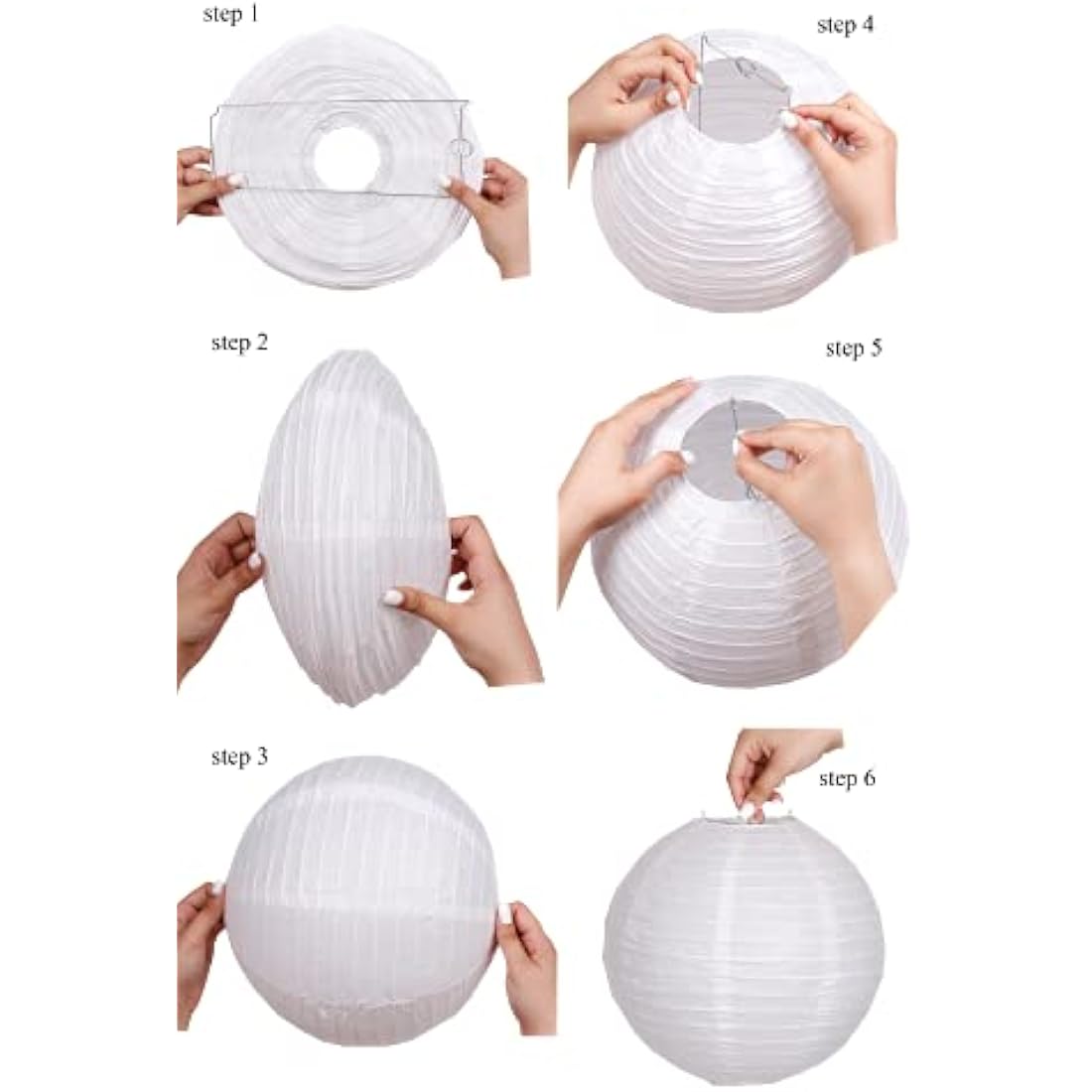White Round Paper Lanterns – 12 Inch Hanging Lamps, 3 Pack