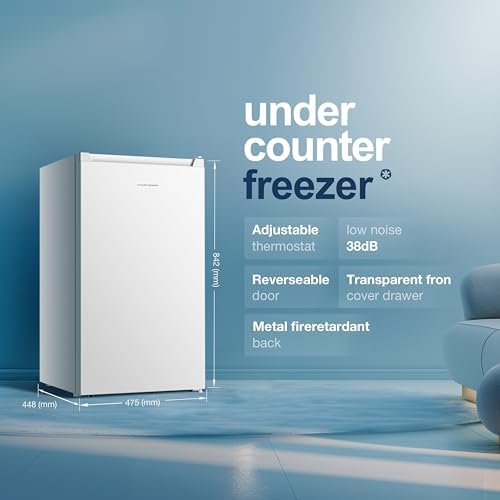 Fridgemaster MUZ4860E Undercounter Freezer, 61L, 48cm Wide – White