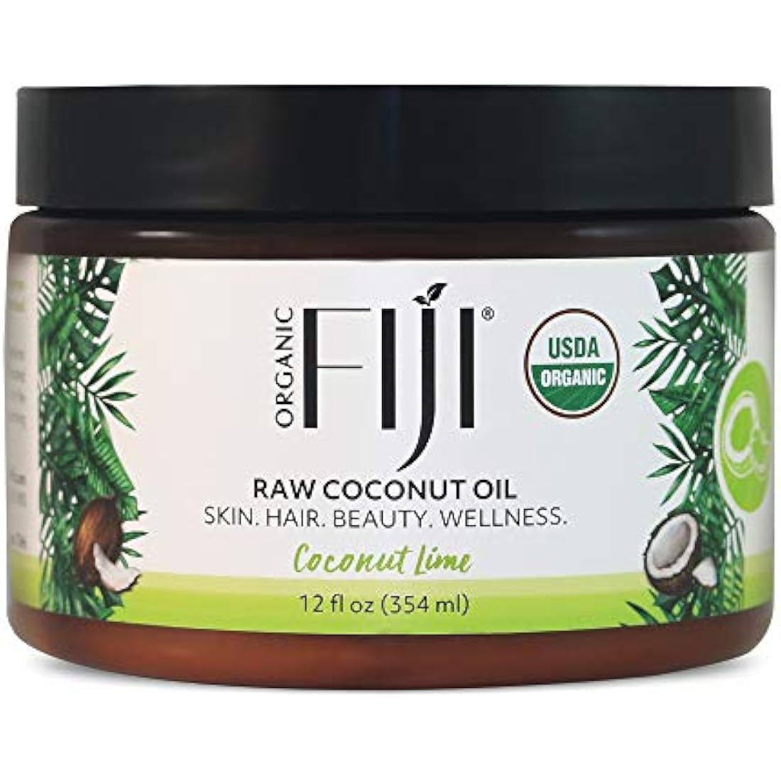 Organic Fiji Raw Cold Pressed Coconut Oil for Hair & Skin | Coconut Lime, 12oz