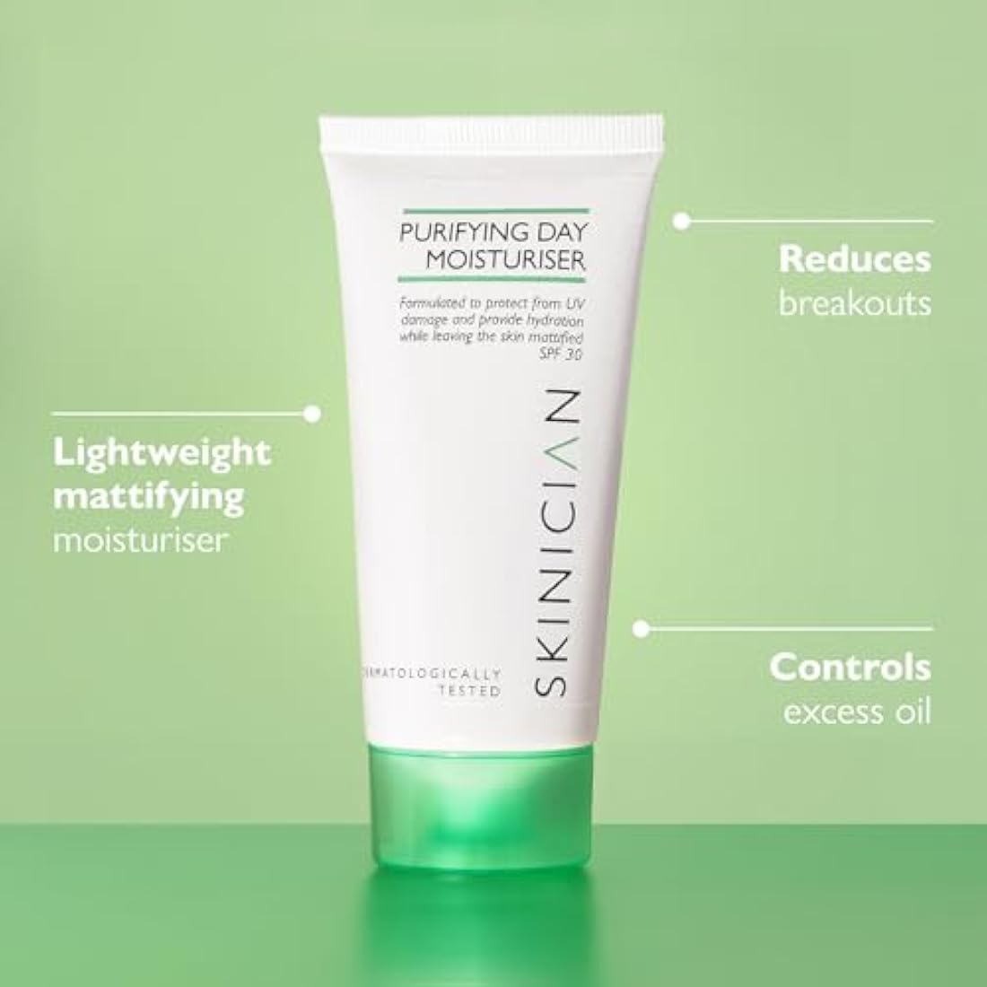SKINICIAN Purifying Day Moisturiser SPF30 | Mattifying Face Cream 50ml