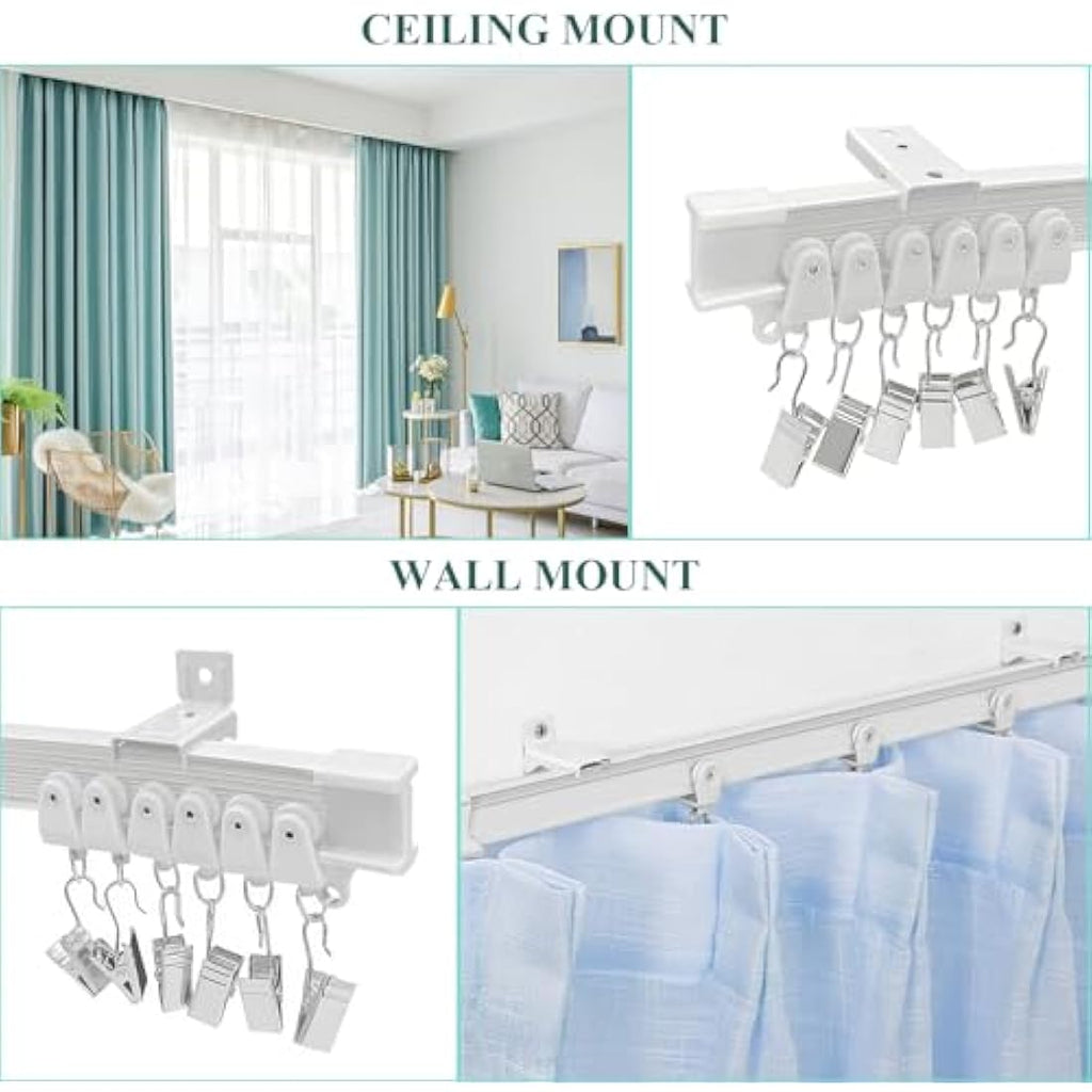 20FT Flexible Ceiling Curtain Track – Heavy Duty White Rail