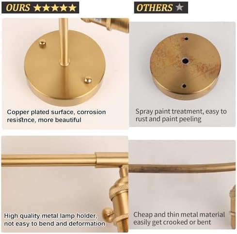 Vintage Gold Wall Sconces | Set of 2 Adjustable Brass Lamps
