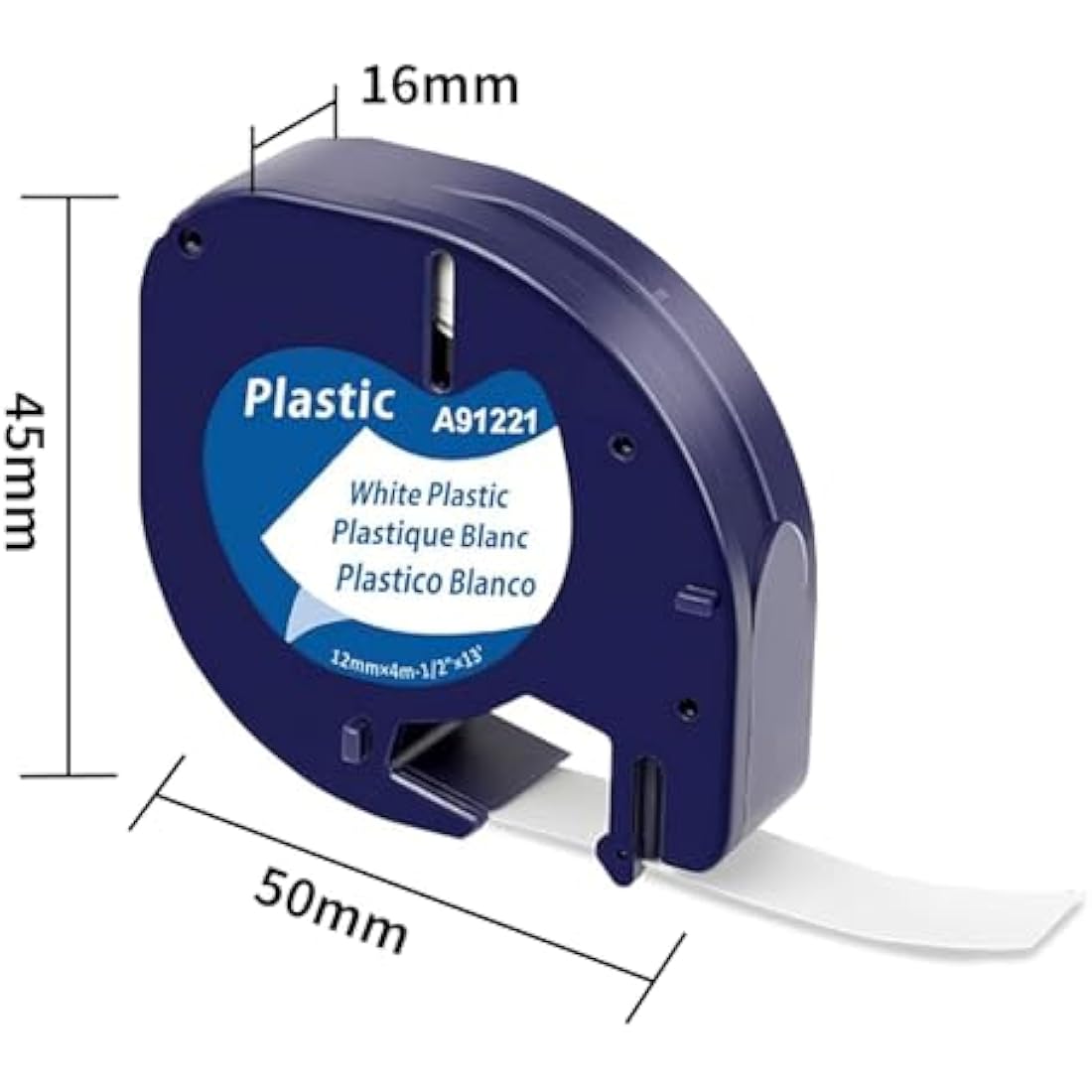MarkField Compatible Dymo LetraTag Plastic Label Tape, 12mm x 4m, 4-Pack