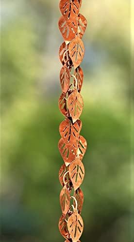 Monarch Copper Cascading Leaves Rain Chain – 8.5ft Gutter Downspout