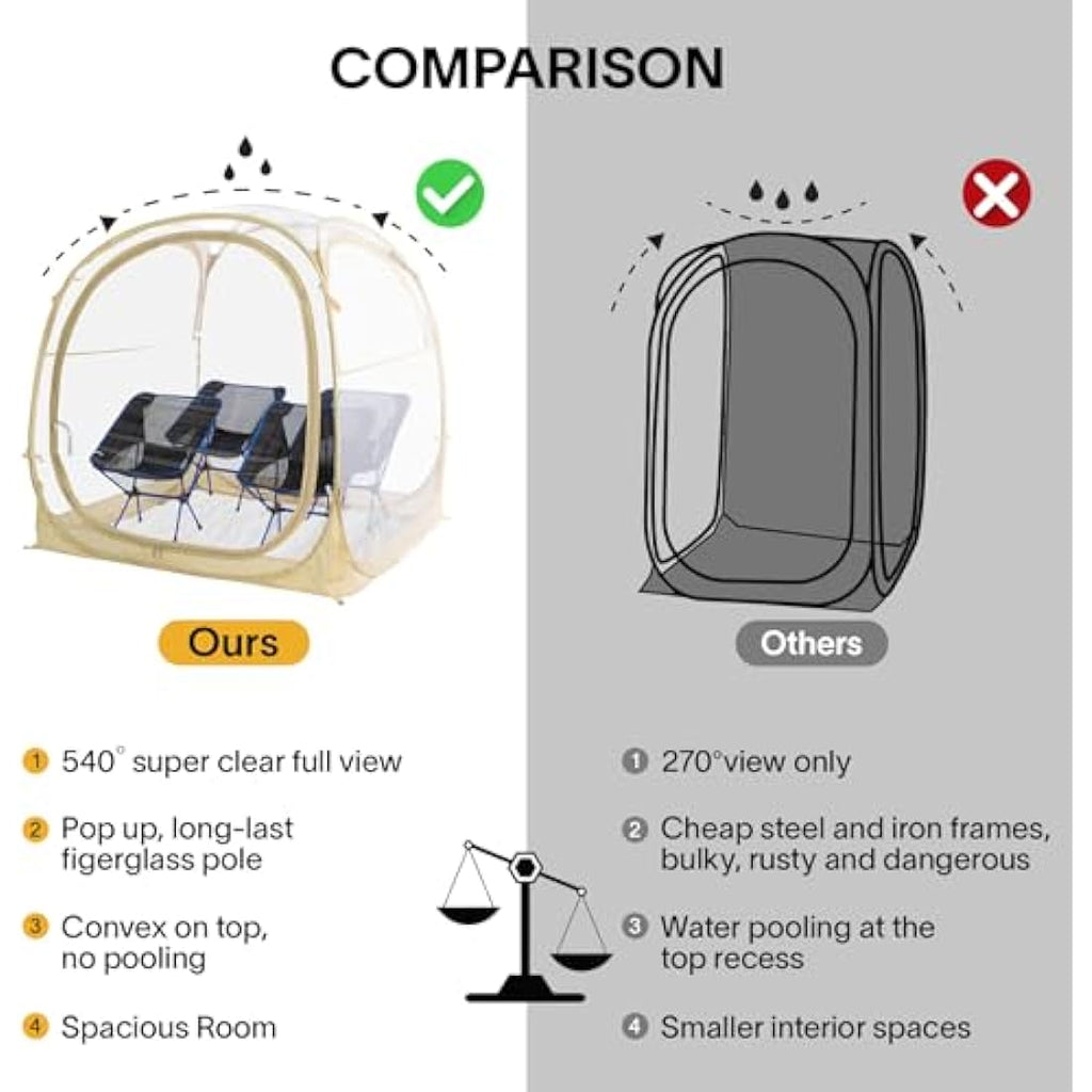 EighteenTek 4-Person Pop Up Sports Tent – All-Weather Bubble Shelter