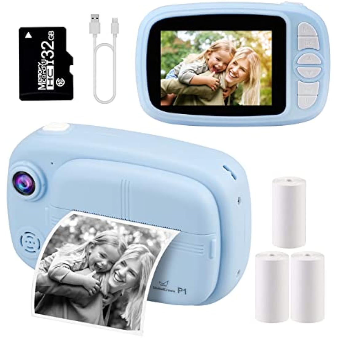 GlobalCrown Kids Instant Print Camera | 1080p HD Video with 32GB Card