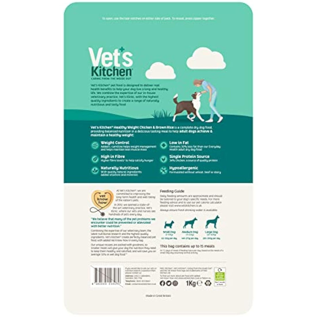Vet's Kitchen Adult Dry Dog Food – Chicken & Brown Rice Weight Loss 7.5kg