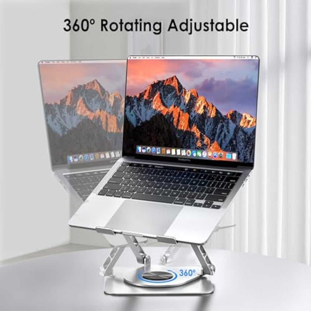 Lucrave 360 Rotating Aluminum Laptop Stand – Ergonomic Desk Riser