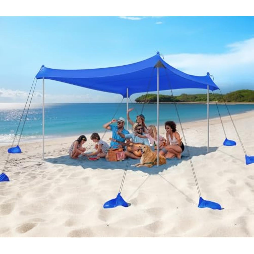 Rhino Valley 10x10ft Beach Tent – 8 Person UPF 50+ Lycra Sun Shelter