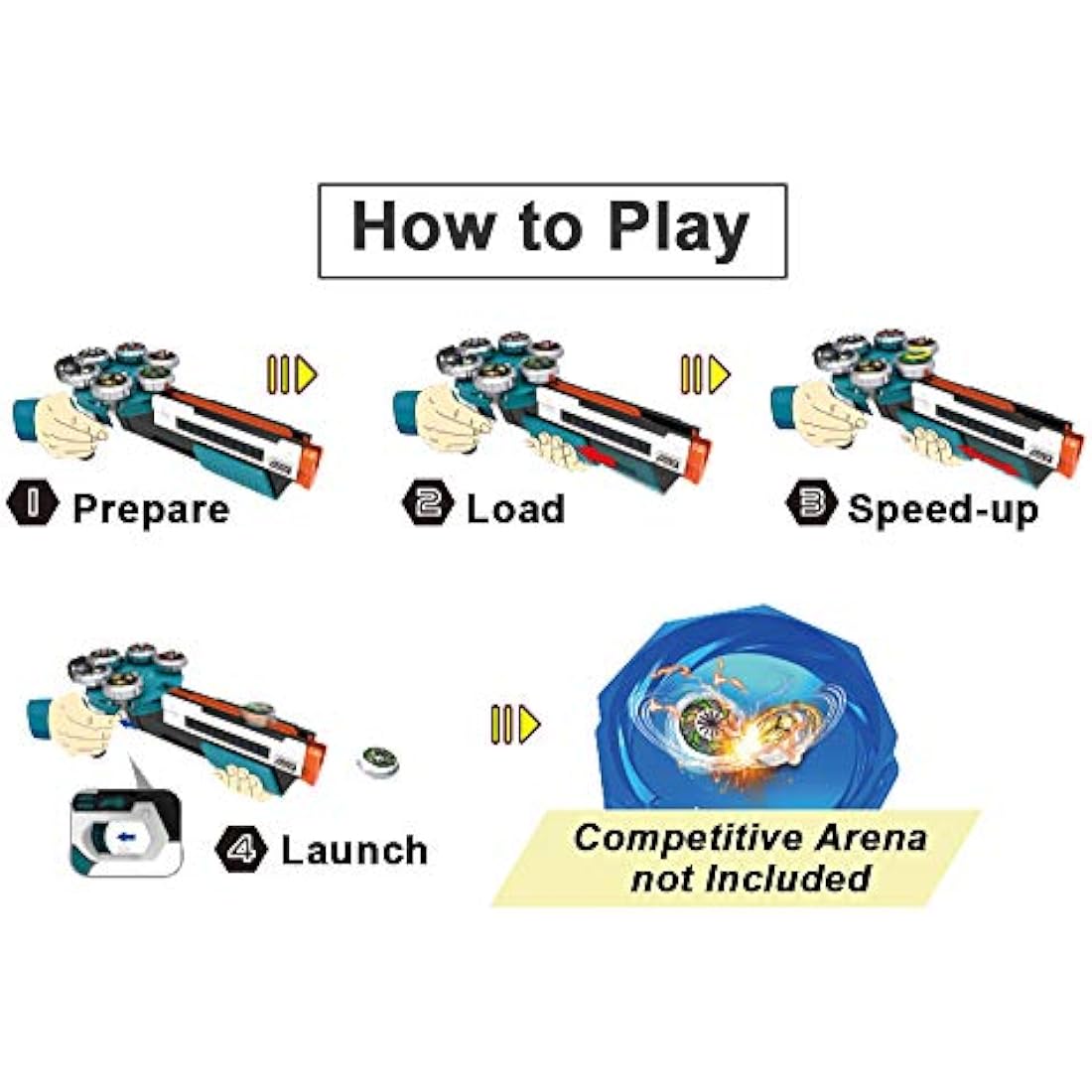 Gyro Burst Battling Tops Set with Engine Launcher - 6 Pcs