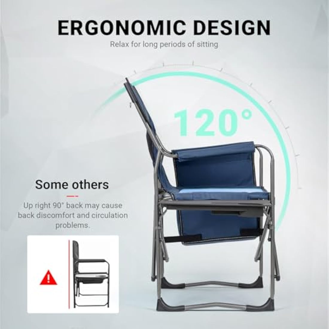 Overmont Heavy-Duty Directors Camping Chair with Side Table & Cooler