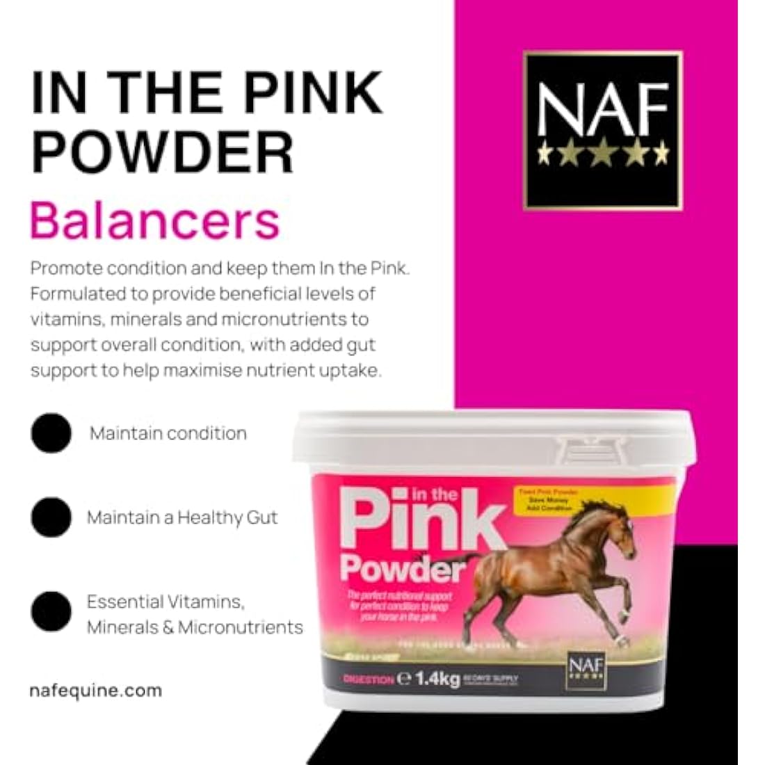NAF Pink Powder 1.4kg – Horse Digestive Supplement with Probiotics