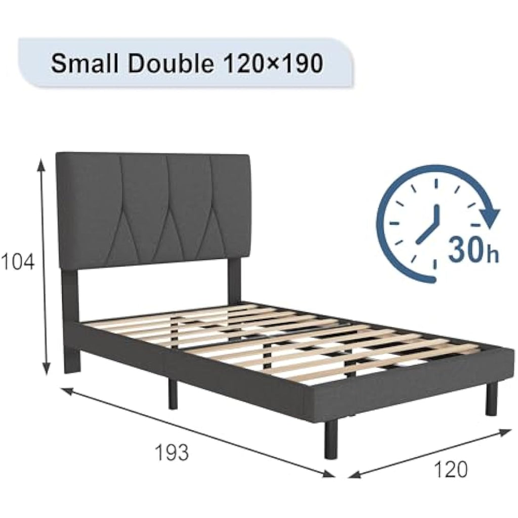 Small Double Upholstered Bed Frame with Underbed Storage