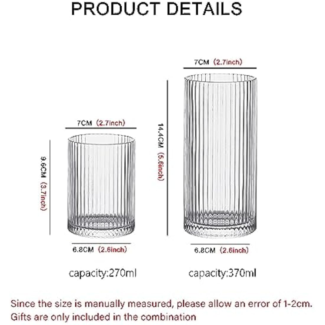 Ribbed Glassware Set – 370ml Origami Style Drinking Glasses
