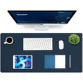 K KNODEL Dual-Sided Leather Desk Mat | Large Office Mouse Pad, Dark Blue