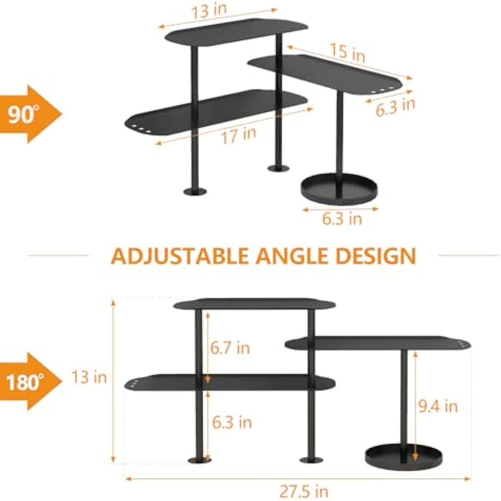 STWWO 3-Tier Metal Kitchen Corner Shelf | Adjustable Countertop Spice Rack