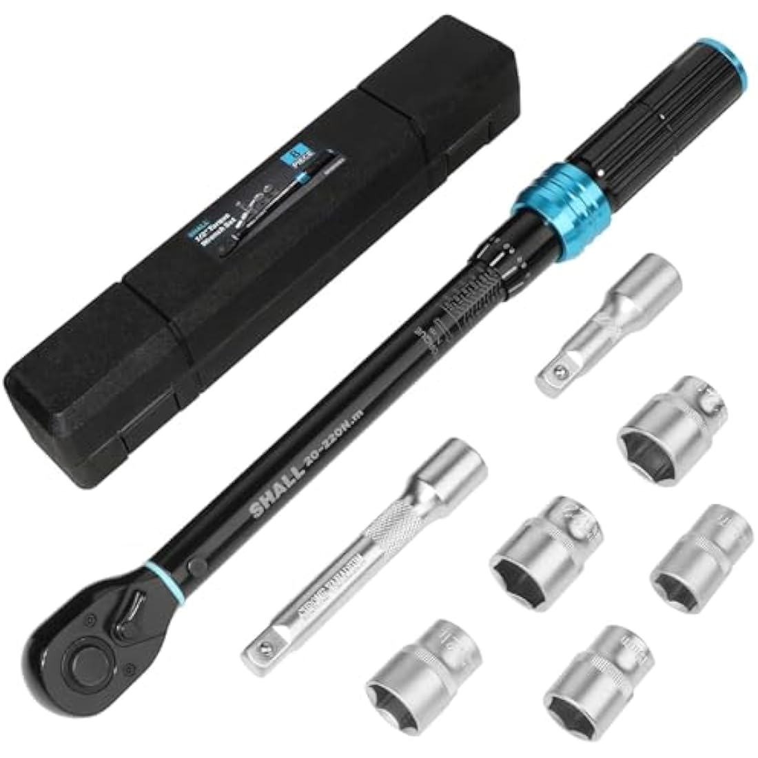 Shall 1/2" Drive Torque Wrench Set | 20-220Nm Adjustable 7-Piece Kit