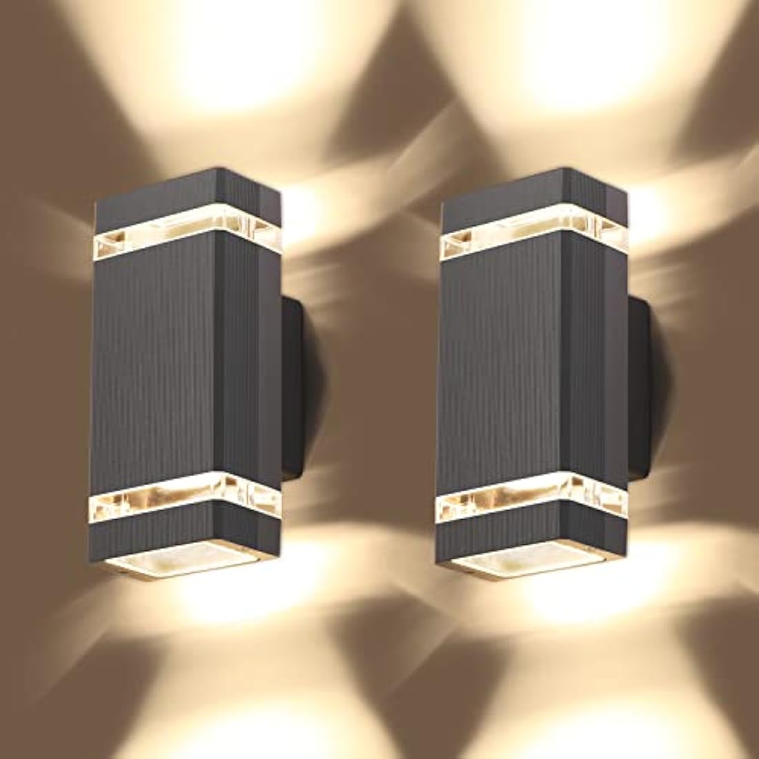 CELAVY Outdoor Wall Lights - Modern Grey Aluminium IP65 Waterproof 2 Pack