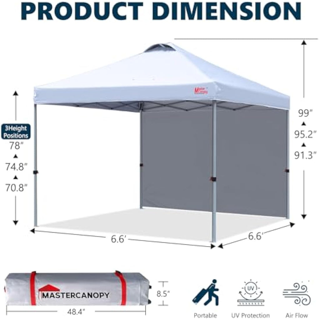 MASTERCANOPY Pop-up Gazebo Tent | 2x2M Waterproof Canopy with Sidewall