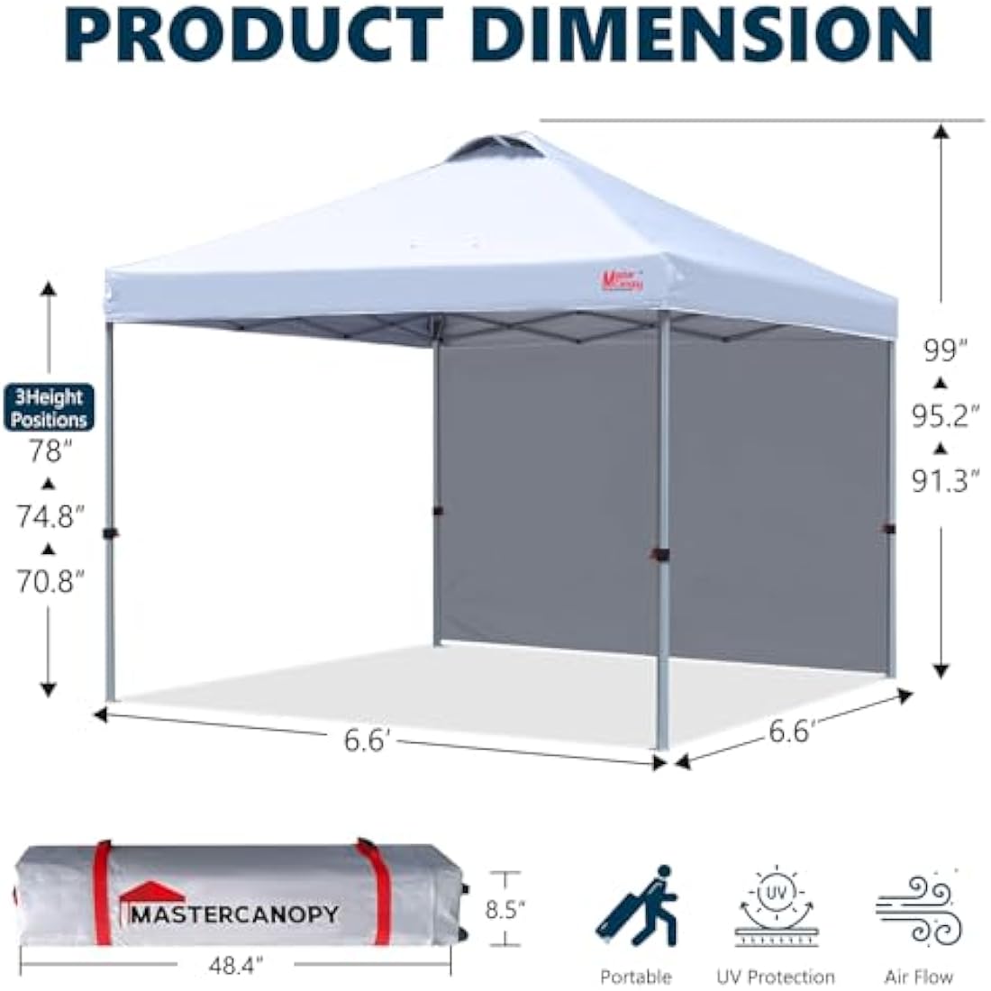 MASTERCANOPY Pop-up Gazebo Tent | 2x2M Waterproof Canopy with Sidewall