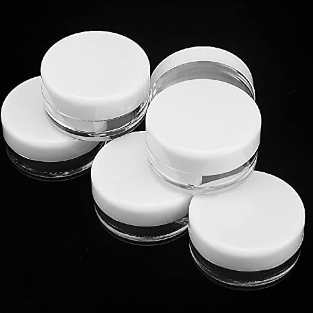 PINGEUI 100 Pcs 5ml Cosmetic Pots – Clear Plastic Sample Jars with Lids