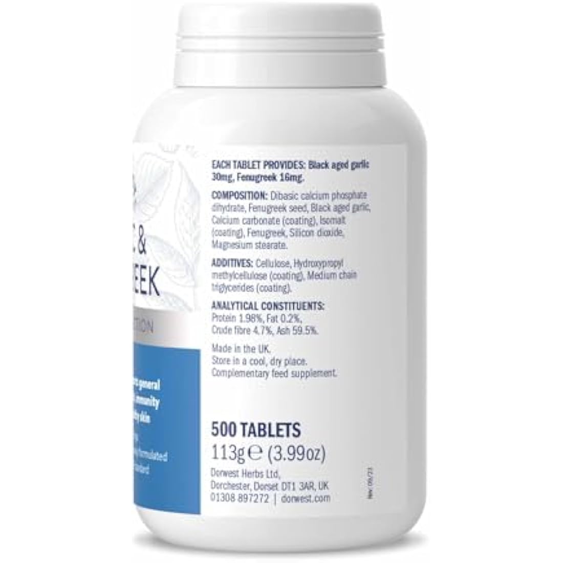 Dorwest Herbs Garlic and Fenugreek Tablets for Dogs – 500 Count
