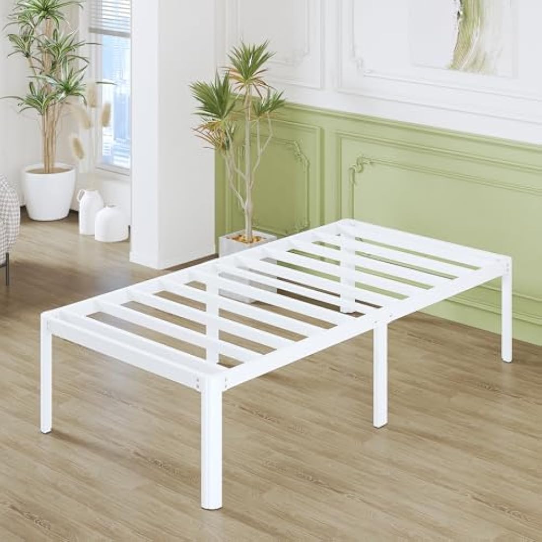Small Single Bed Frame – Heavy Duty Metal with Steel Slats