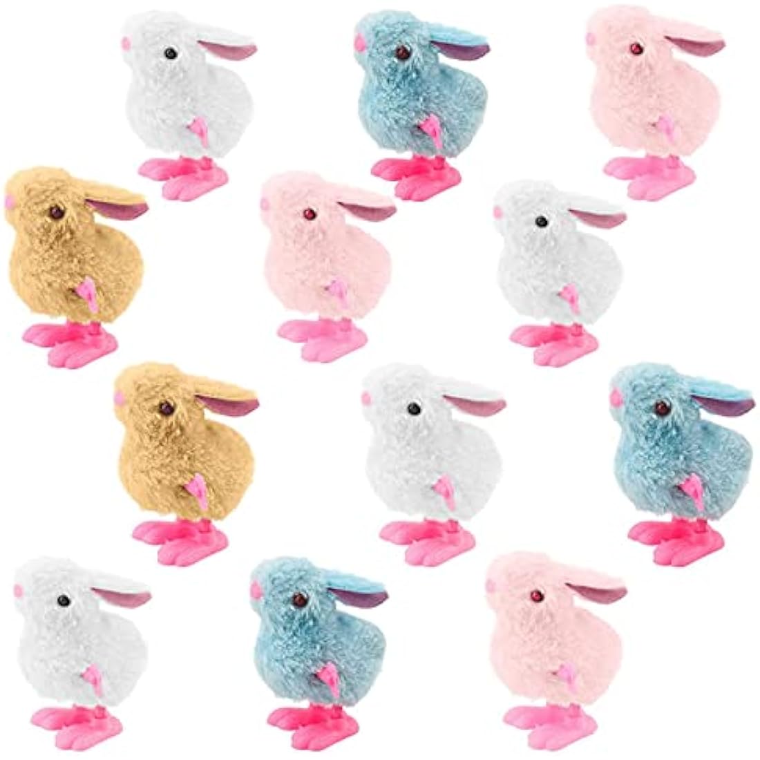 Jolof Store 12pcs Plush Easter Wind-Up Rabbit Toys – Kids Party Favors