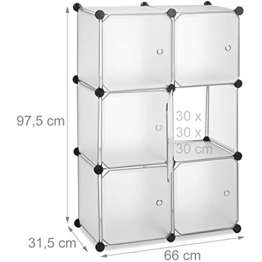 Relaxdays Modular 6-Door DIY Storage Cubes – Plastic Shelving System