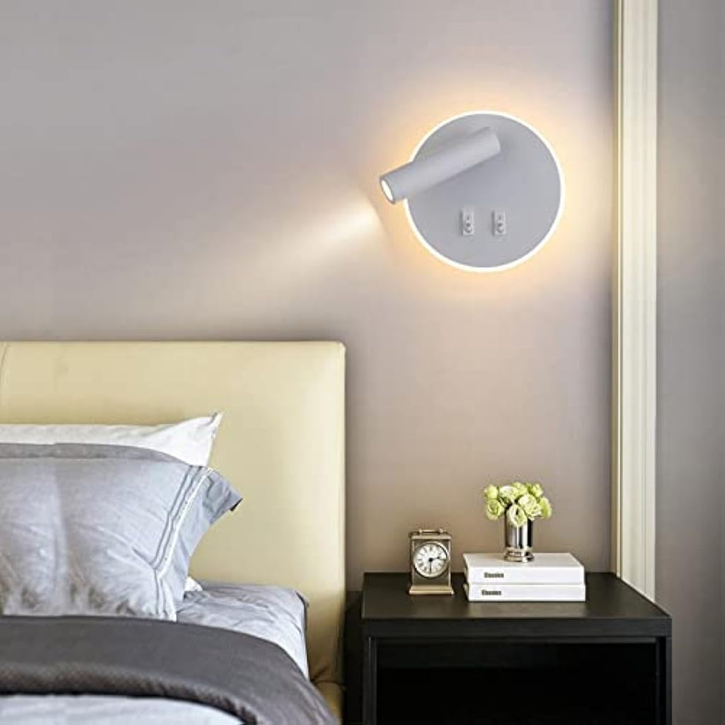 uksunvi LED Bedside Reading Wall Lamp – Adjustable 12W Sconce, White